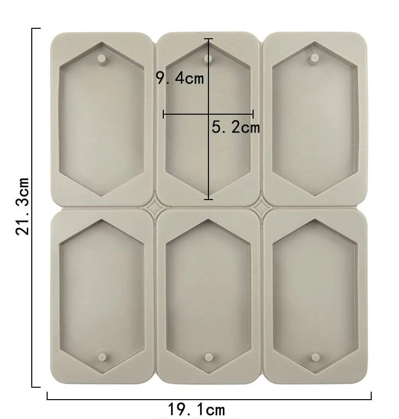 6-Cavity Elongated Hexagon Hanging Tag Mould for DIY Concrete Art, Scented Wax Sachets, Resin Crafts, Soap Making & Cake Making Silicone Moul