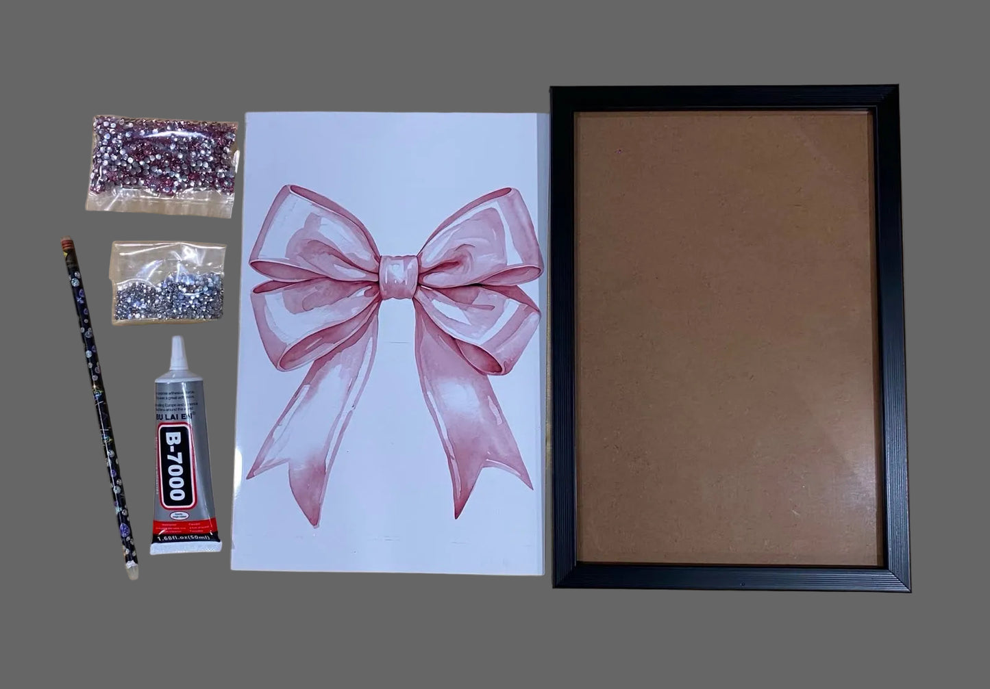 Pink Bow Rhinestone kit