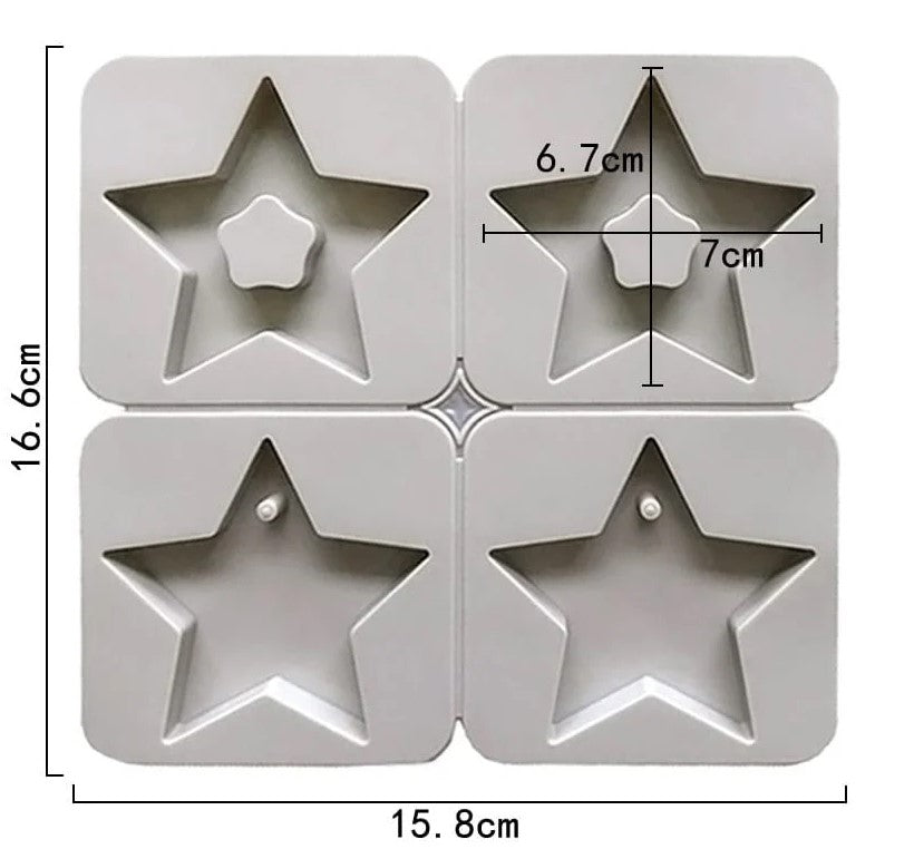 4 Multi Cavity Star Frame & Hanging Star Tag Mould for DIY Concrete Art, Scented Wax Sachets, Resin Crafts, Soap Making & Cake Making Silicone Mould
