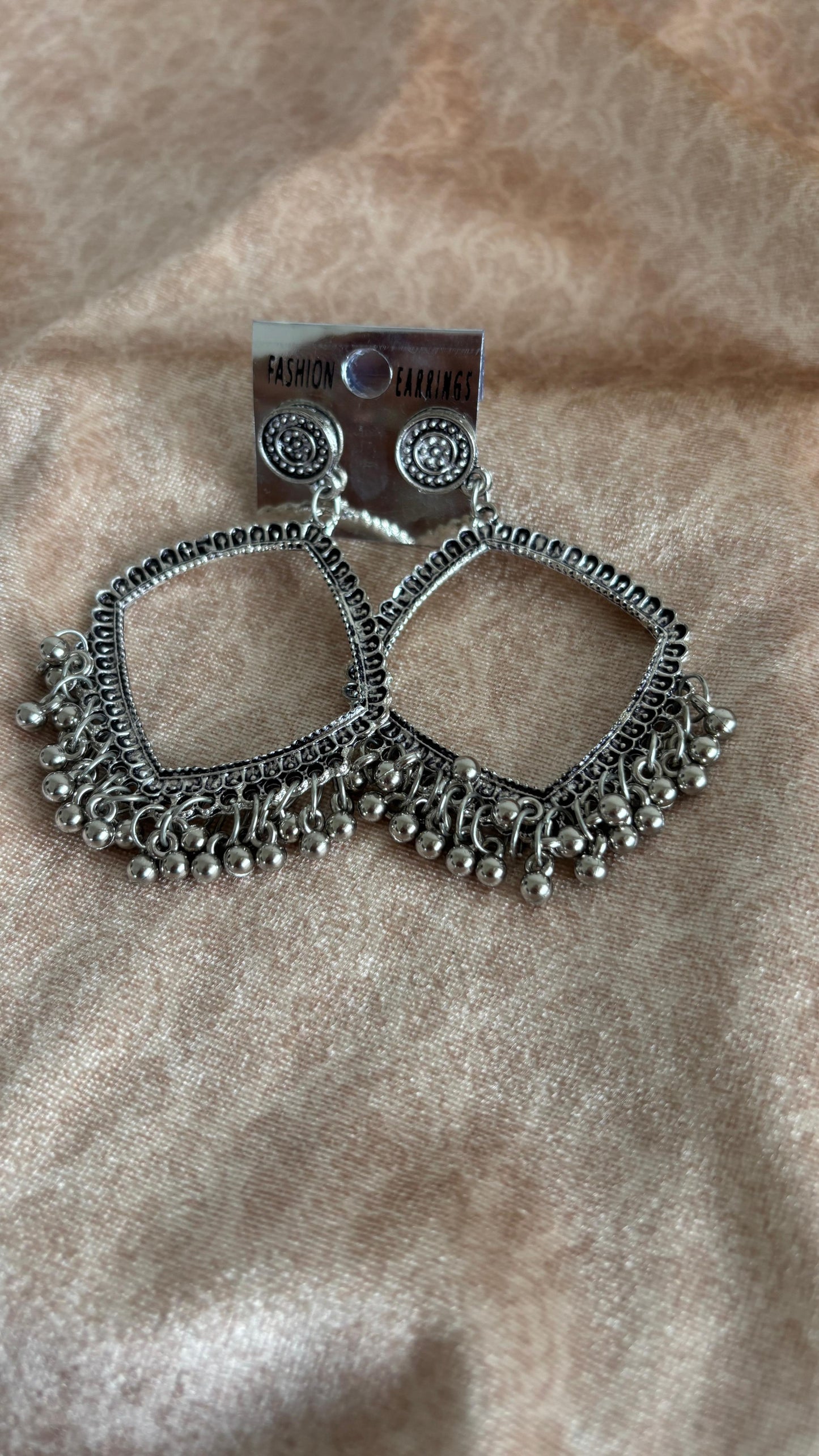 Square Silver Jhumka