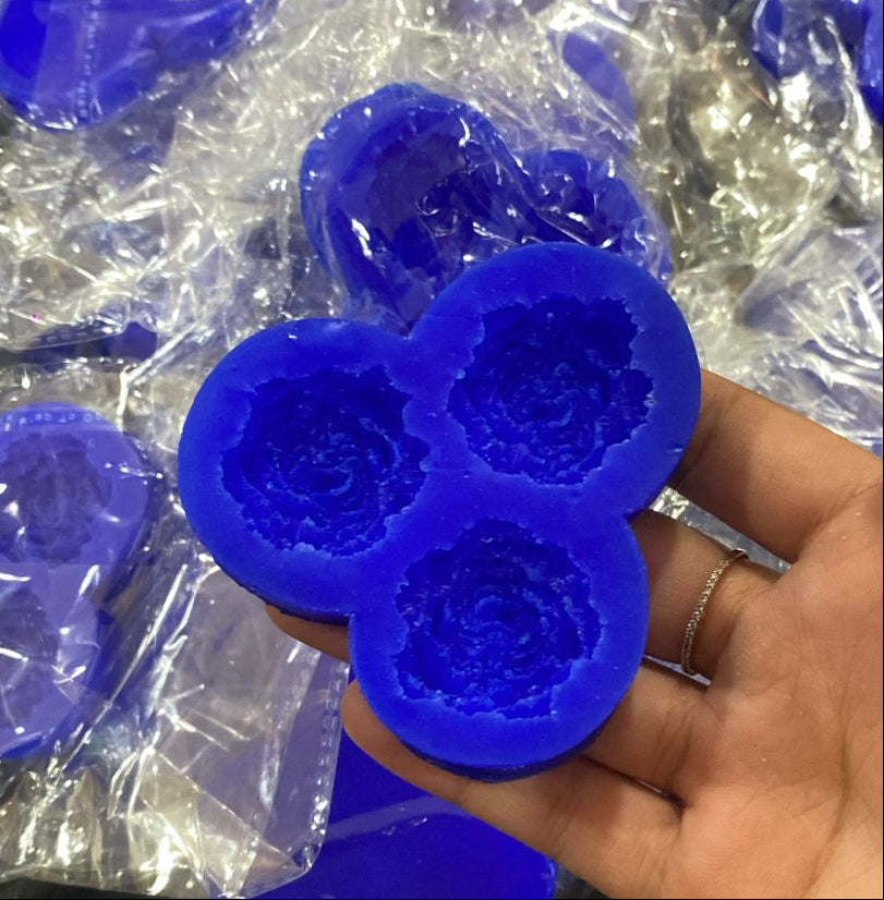 3 cavity peony candle mould
