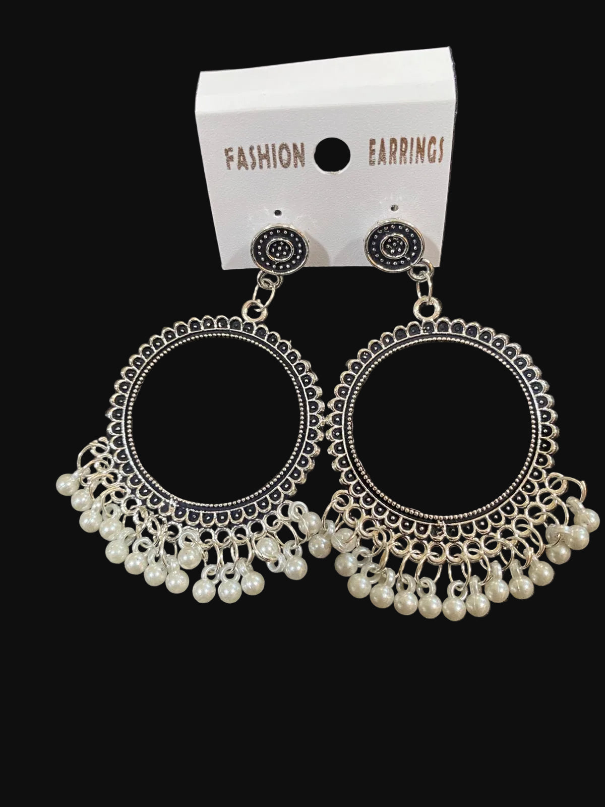 Silver Round Small Beads Jhumka