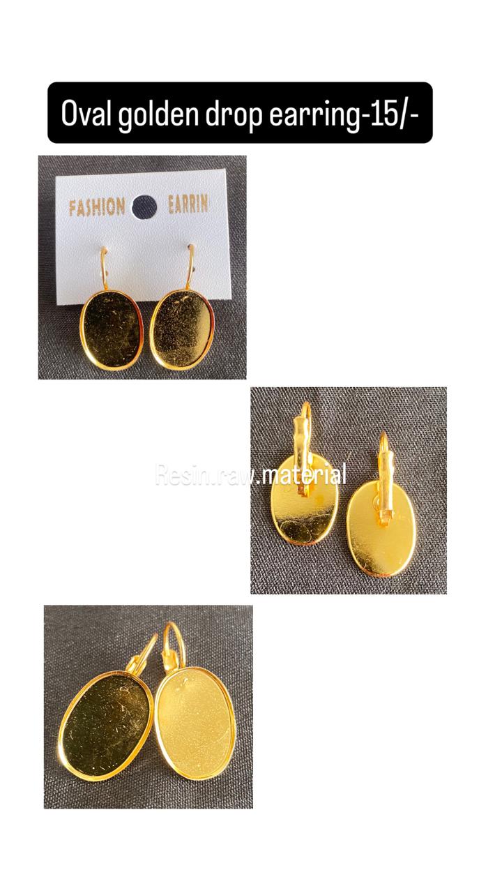 Oval golden drop earring
