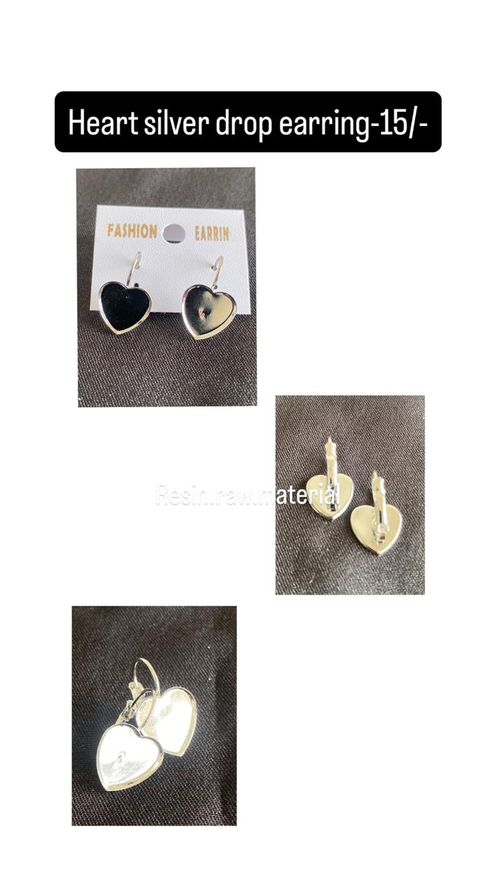 Heart silver drop earring