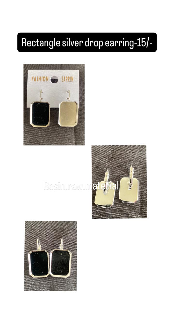 Rectangle silver drop earring