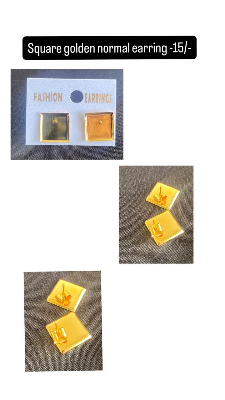Square golden normal earring