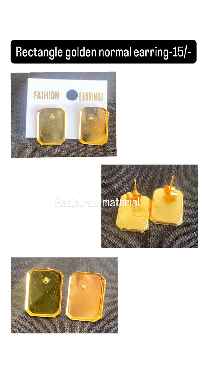 Rectangle golden normal earring