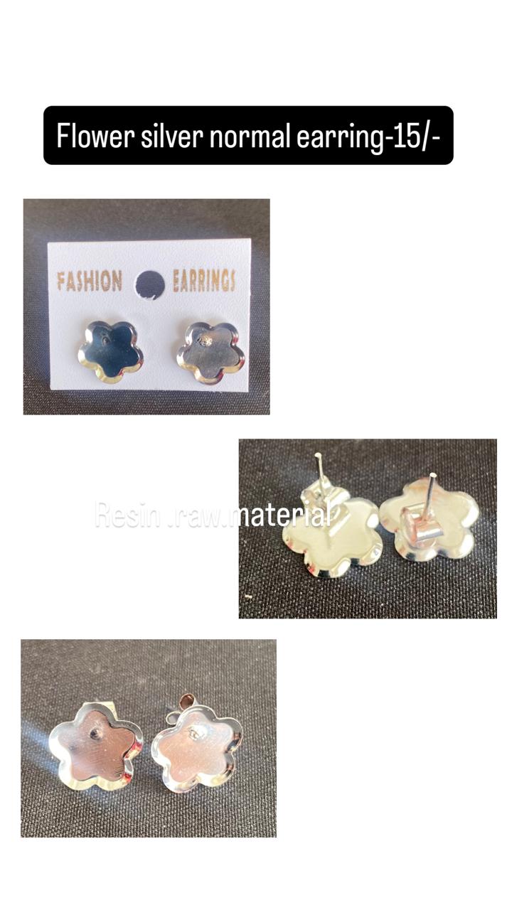 Flower silver normal earring