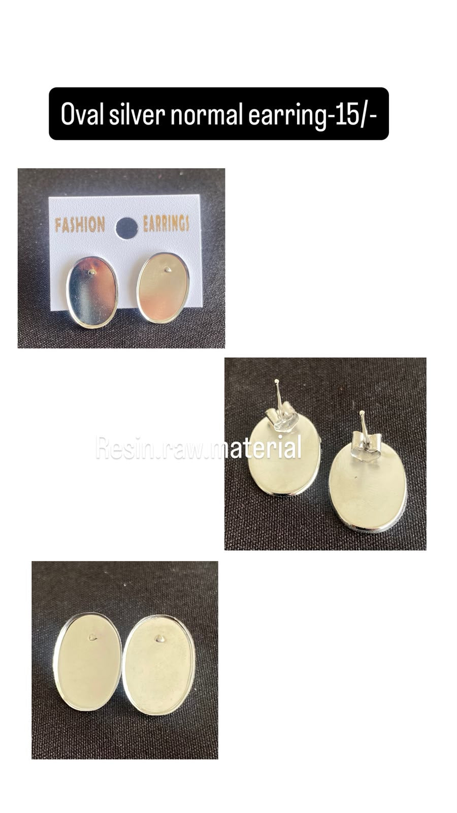 Oval silver normal earring