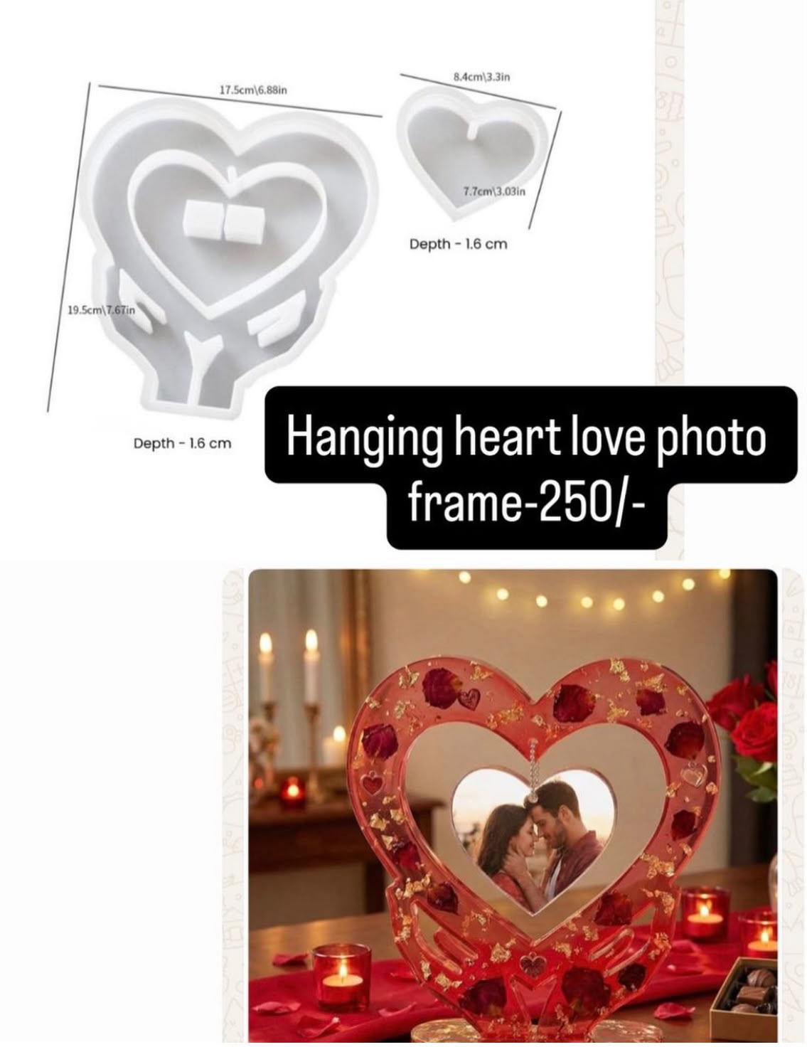 Hanging heart love photo frame mould