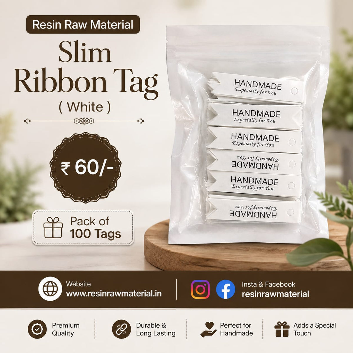 SLIM RIBBON WHITE TAG