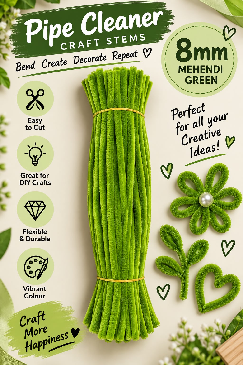 Mehndi Green Pipe Cleaner