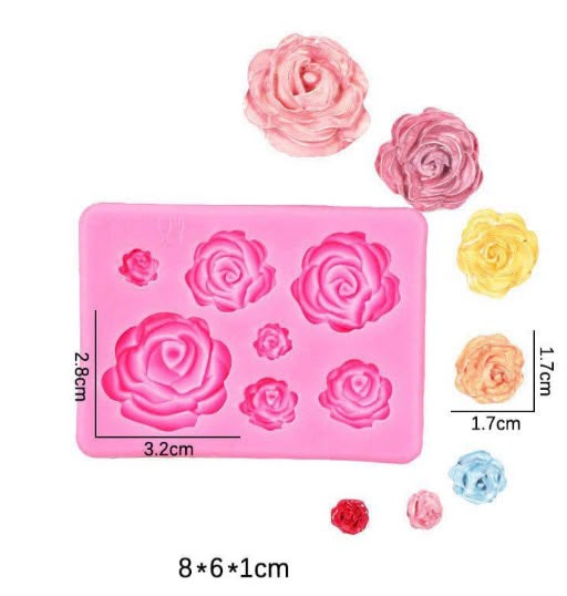 7 in 1 3D Rose Flower Handmade Mould