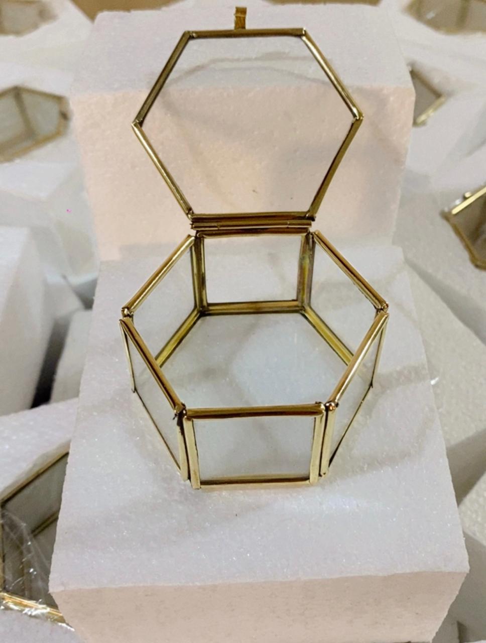 Vintage ring holder box (hexagon glass holder box )