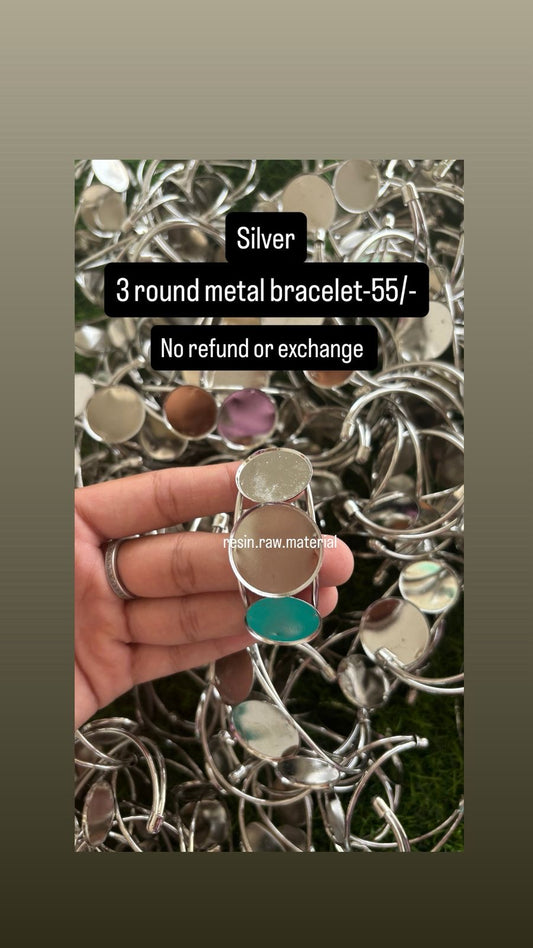 3 Round Silver Metal Bracelet (Kada)