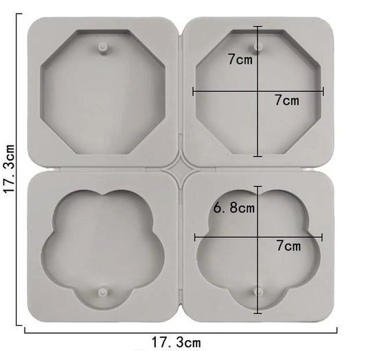 4 Cavity Octagon & Flower Hanging Tag Mould for DIY Concrete Art, Scented Wax Sachets, Resin Crafts, Soap Making & Cake Making Silicone Mould