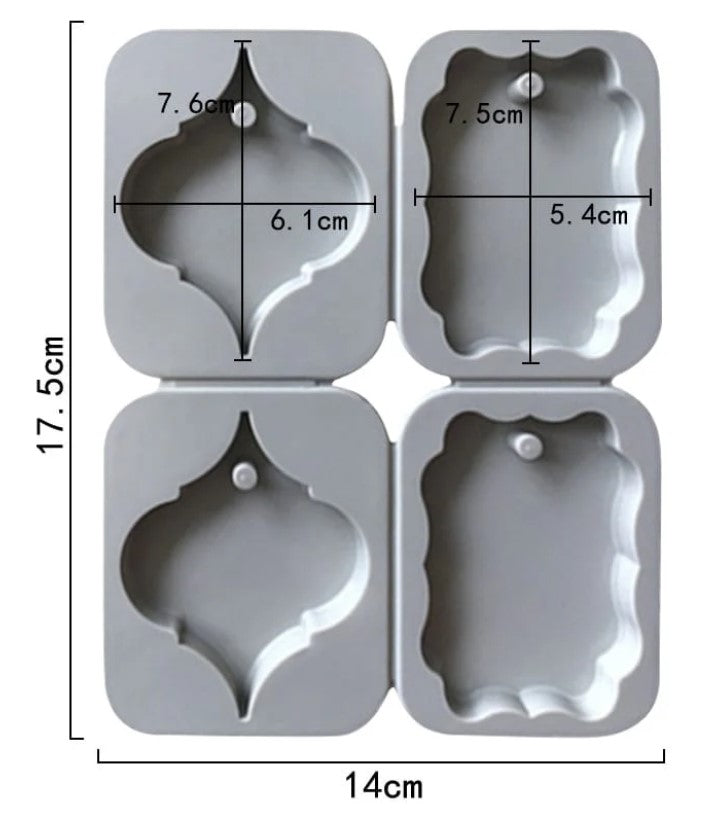 4-Cavity Baroque Arabesque & Wavy Plaque Hanging Tag Mould for DIY Concrete Art, Scented Wax Sachets, Resin Crafts, Soap Making & Cake Making Silicone Mould