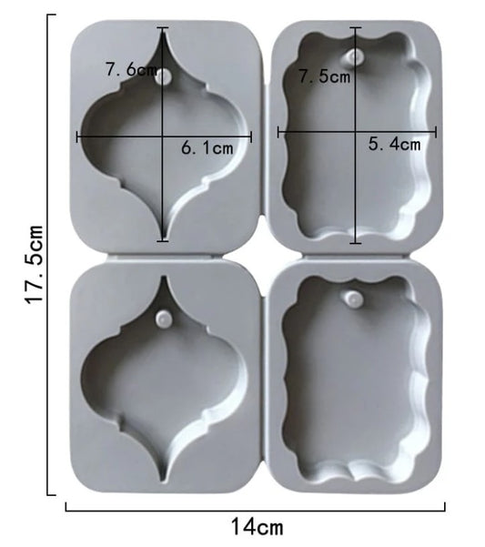 4-Cavity Baroque Arabesque & Wavy Plaque Hanging Tag Mould for DIY Concrete Art, Scented Wax Sachets, Resin Crafts, Soap Making & Cake Making Silicone Mould