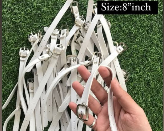White Leather Bag Tag Belt
