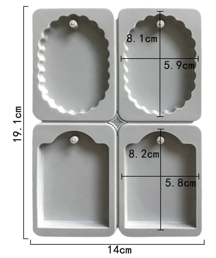 4-Cavity Oval & Arch Tag Multi-Purpose Mould for DIY Concrete Art, Scented Wax Sachets, Resin Crafts, Soap Making & Cake Making Silicone Mould