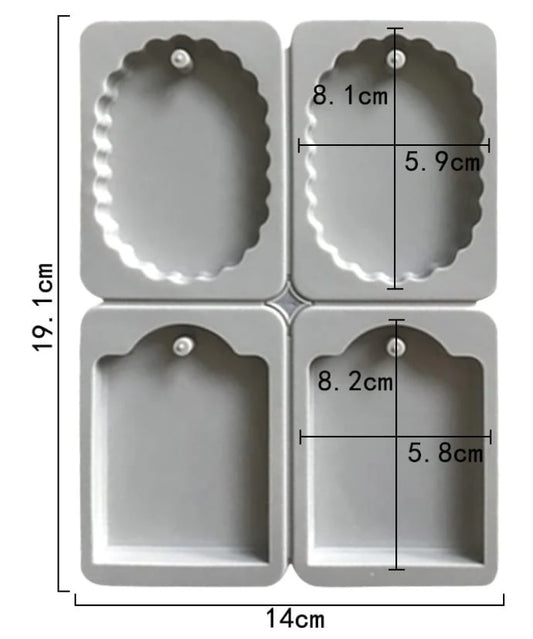 4-Cavity Oval & Arch Tag Multi-Purpose Mould for DIY Concrete Art, Scented Wax Sachets, Resin Crafts, Soap Making & Cake Making Silicone Mould