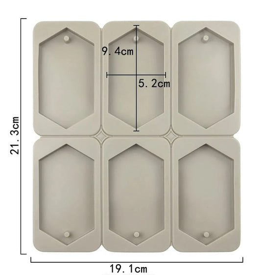 6-Cavity Elongated Hexagon Hanging Tag Mould for DIY Concrete Art, Scented Wax Sachets, Resin Crafts, Soap Making & Cake Making Silicone Moul