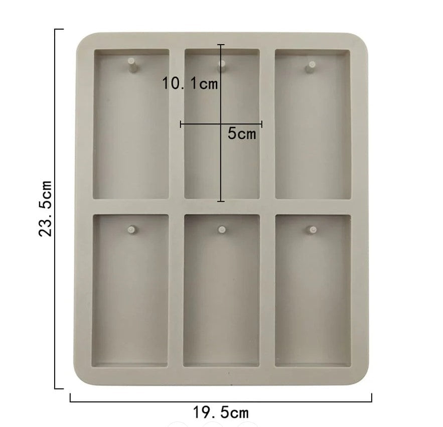 6-Cavity Rectangle Hanging Tag Mould for DIY Concrete Art, Scented Wax Sachets, Resin Crafts, Soap Making & Cake Making Silicone Mould