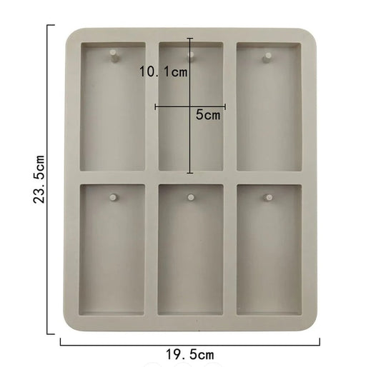 6-Cavity Rectangle Hanging Tag Mould for DIY Concrete Art, Scented Wax Sachets, Resin Crafts, Soap Making & Cake Making Silicone Mould