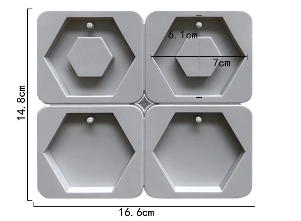 4-Cavity Hexagon Tag Multi-Purpose Mould for DIY Concrete Art, Scented Wax Sachets, Resin Crafts, Soap Making & Cake Making Silicone Mould