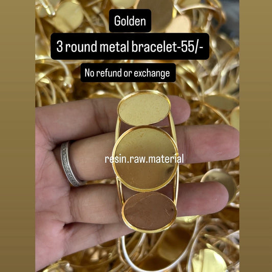 3 Round Metal Golden Bracelet (Kada)