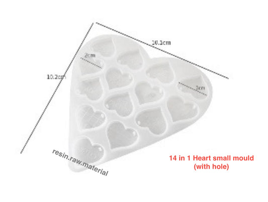 Mini 14 in 1 heart hole mould