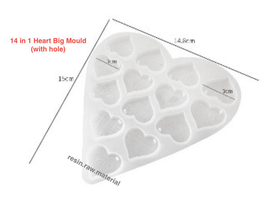 14 in 1 Heart hole mould