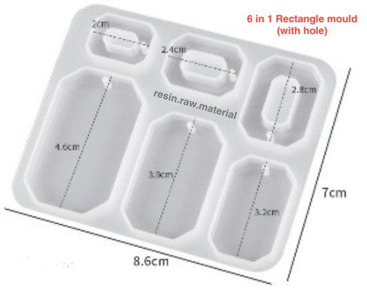 6 in 1 rectangle pendant mould with hole