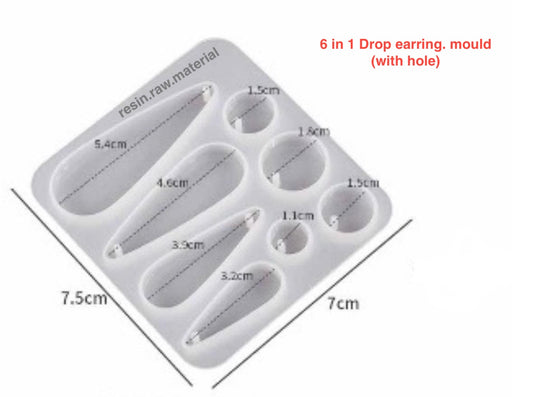 6 in 1 drop mould with hole