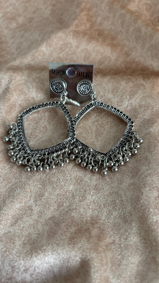 Square Silver Jhumka