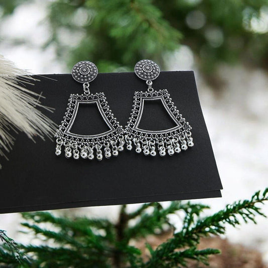 Trapezoid Silver Jhumka