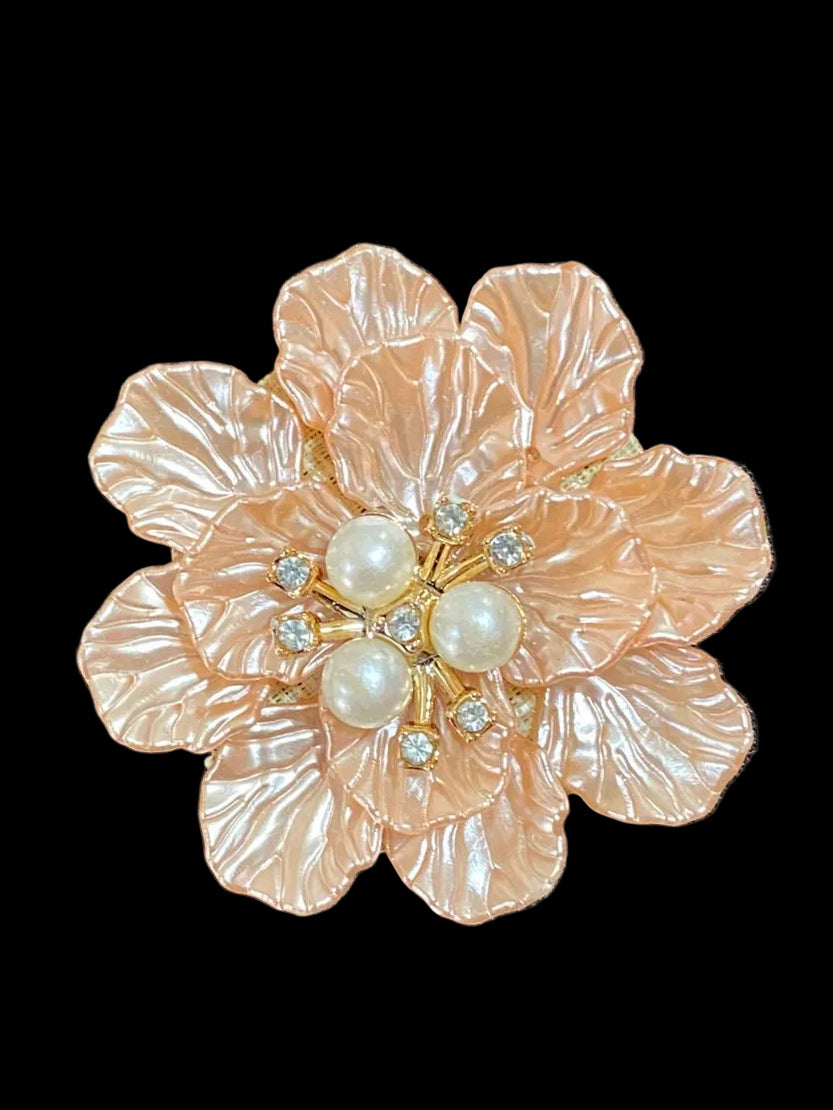 Peach Acrylic big Flower (pearl bead)