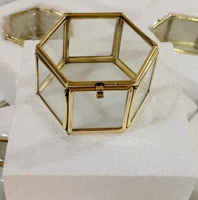 Vintage ring holder box (hexagon glass holder box )