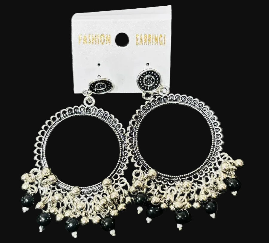 Black oxidised Silver jhumka