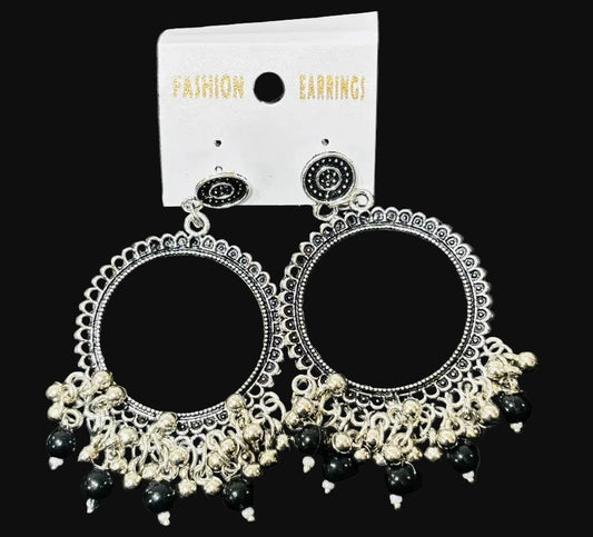Black oxidised Silver jhumka