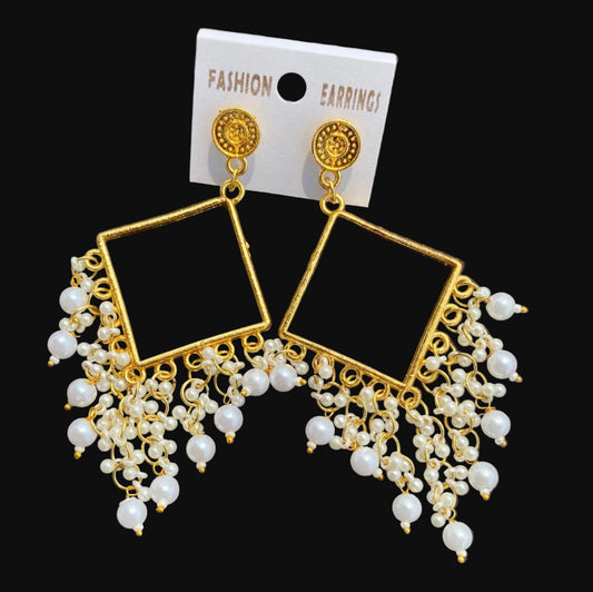 Golden Antique Square Jhumka