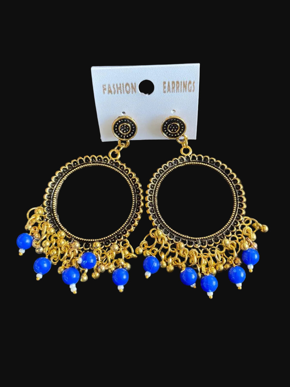 Blue Antique Golden Jhumka