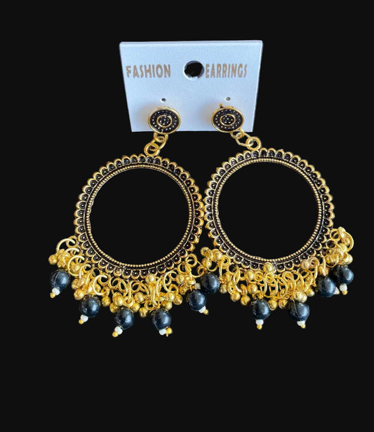 Black Antique Golden Jhumka