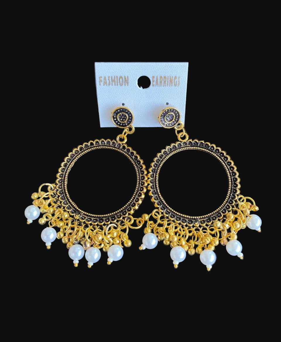 White Antique Golden Jhumka