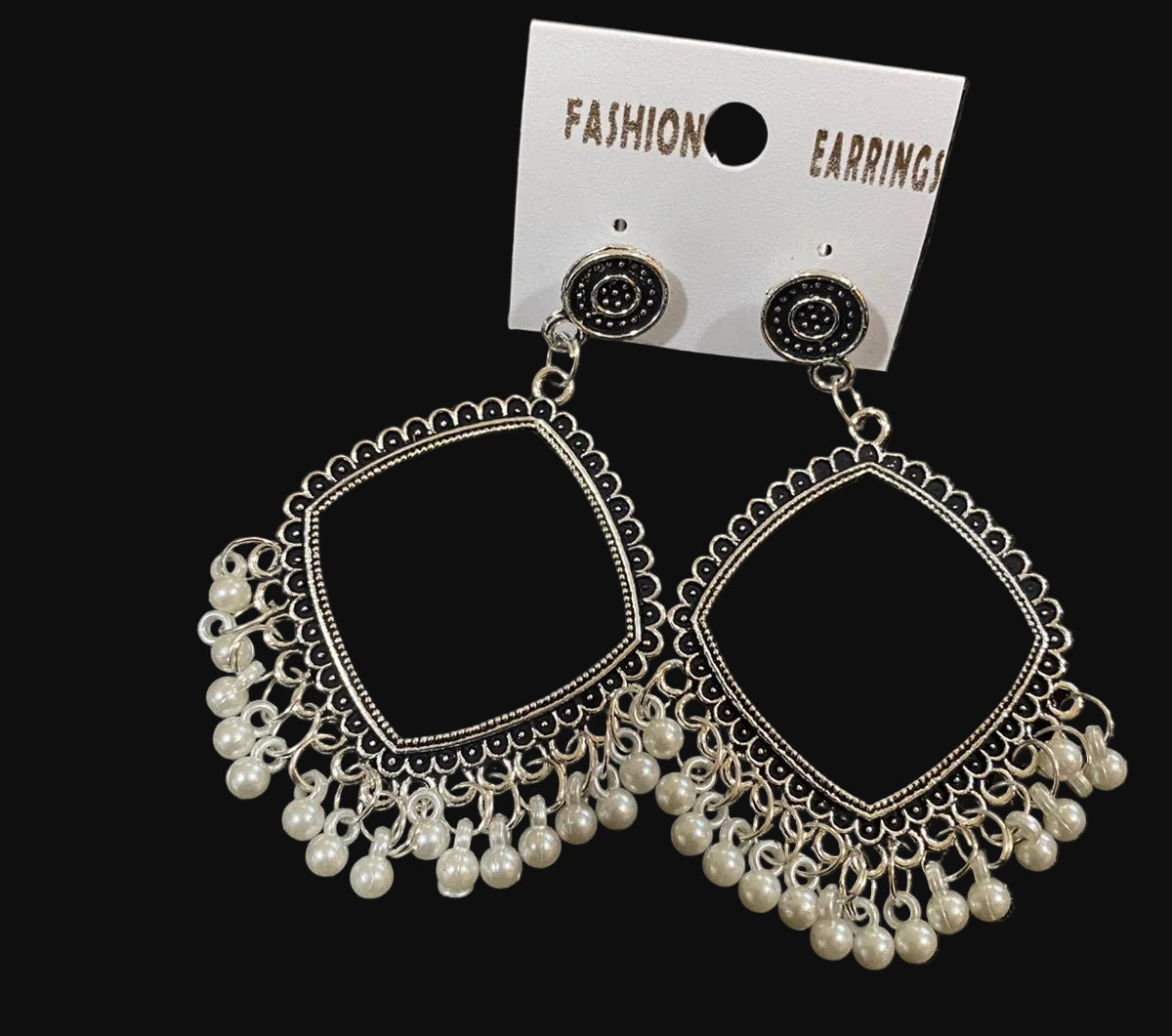 SIlver Square Small Beads Jhumka