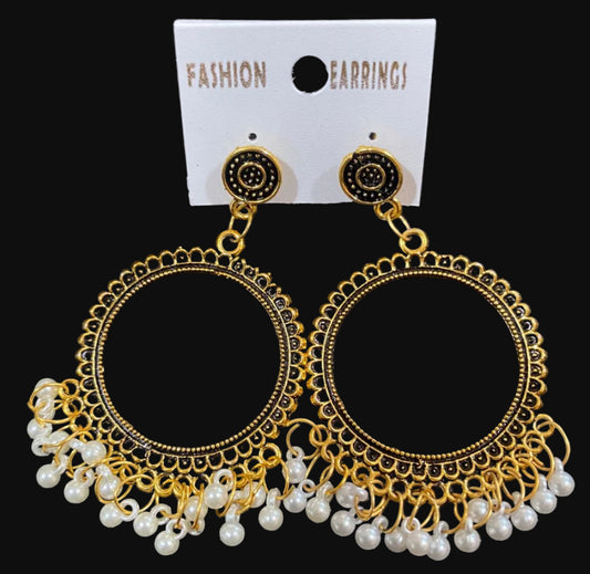 Golden Round Small Beads Jhumka