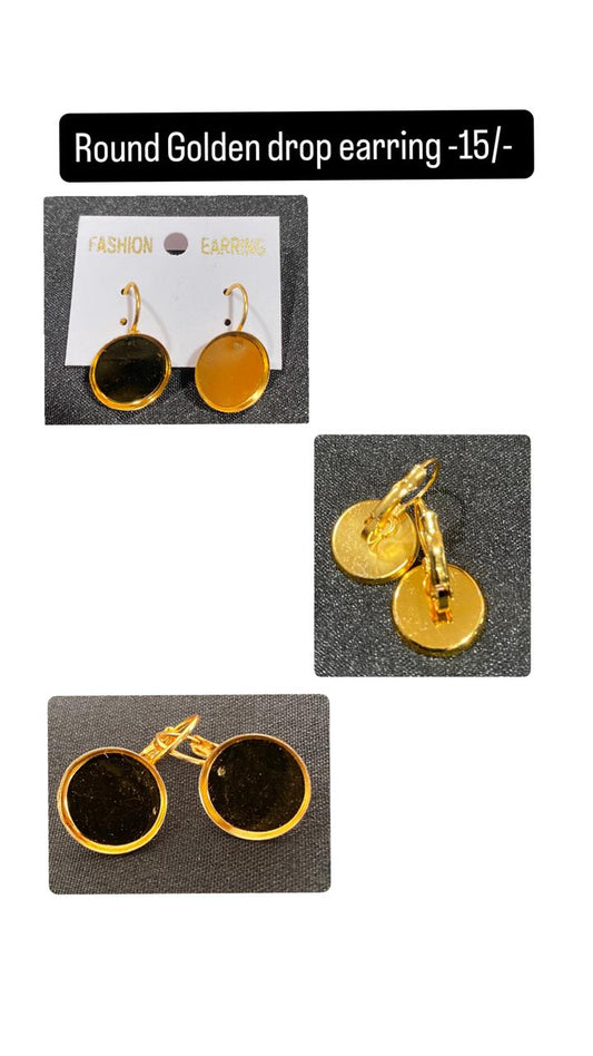 Round golden drop earring
