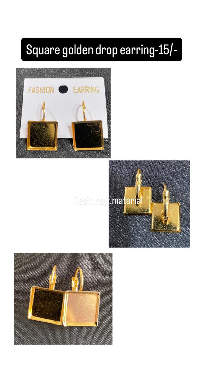 Square golden drop earring