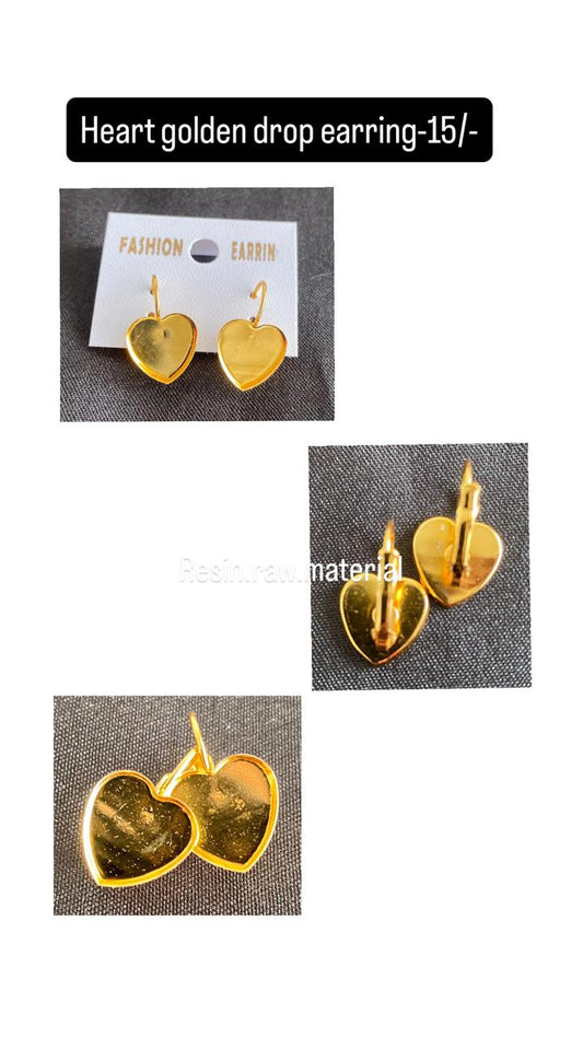 Heart golden drop earring