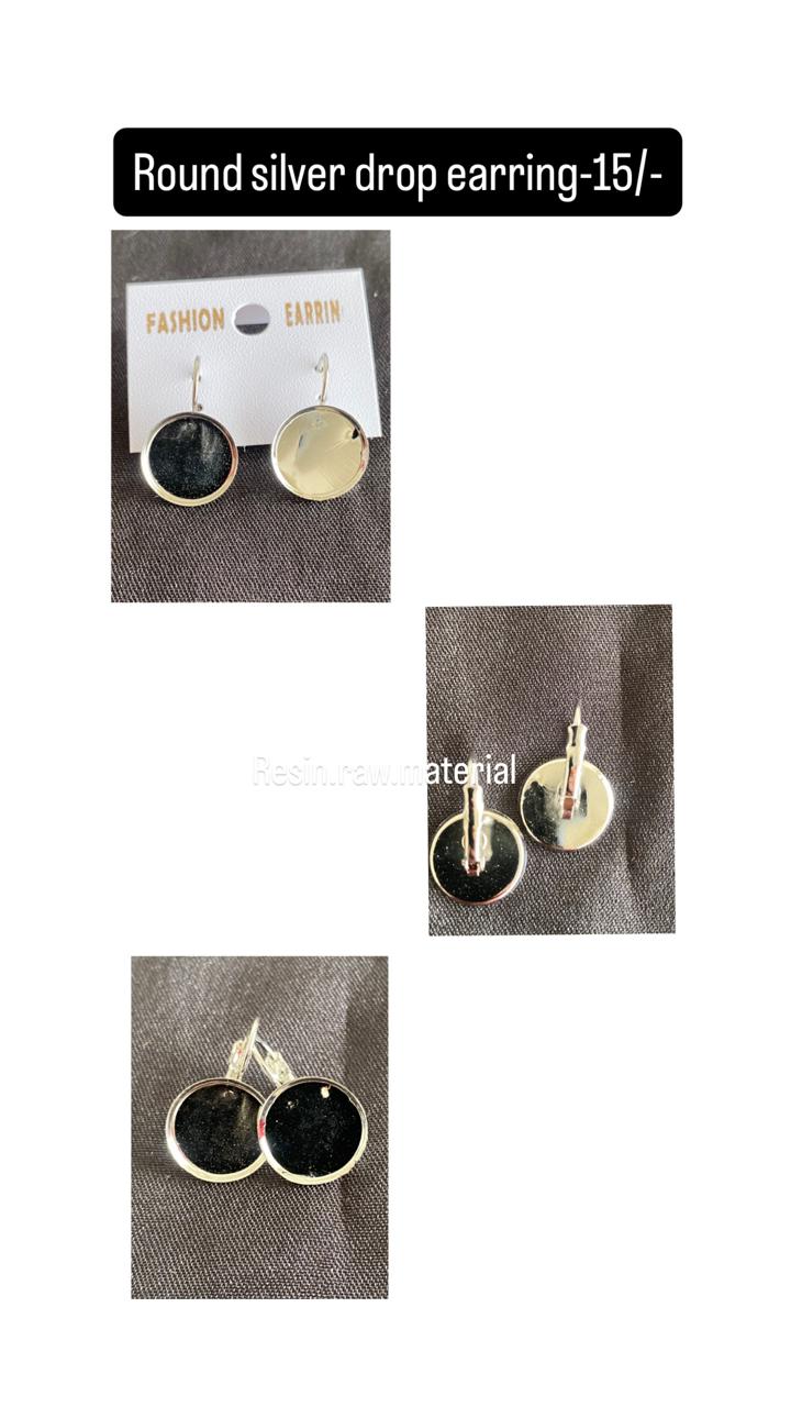 Round silver drop earring